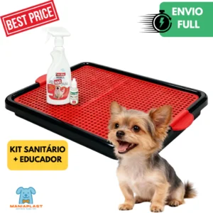 Kit sanitário para cães com grade azul e educadores Xixi Sim e Xixi Não