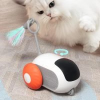 Brinquedo de carro automático para gatos com controle remoto e recarga USB.